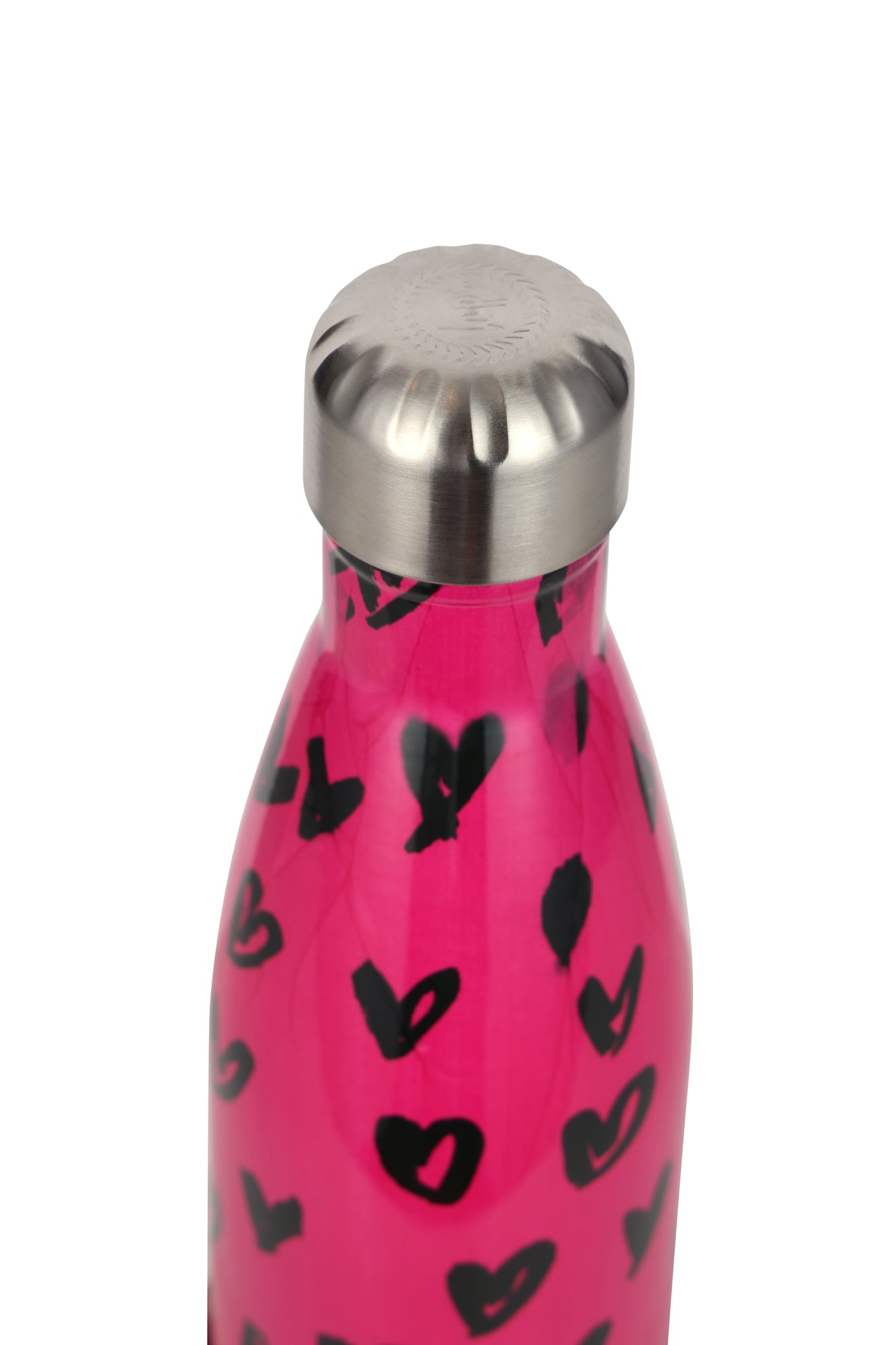 Hype Unisex Pink/Black Scribble Hearts Thermal Water Bottle