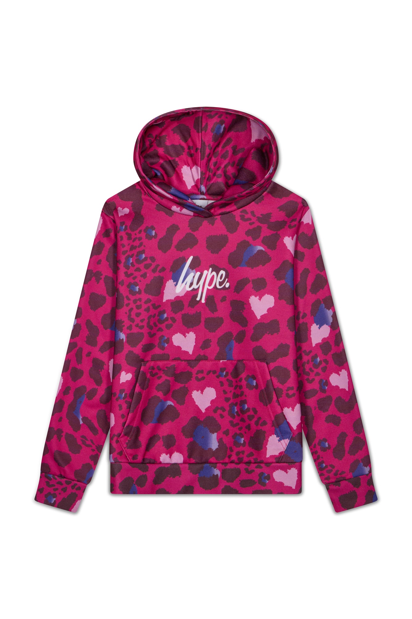 Hype Girls Pink Heart Leopard Hoodie