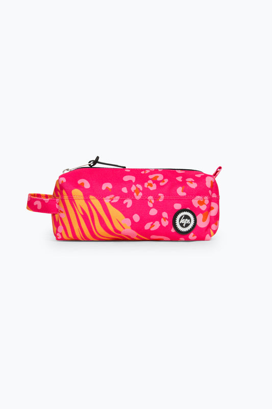 Hype Girls Animal Prints Pink Pencil Case Front Side