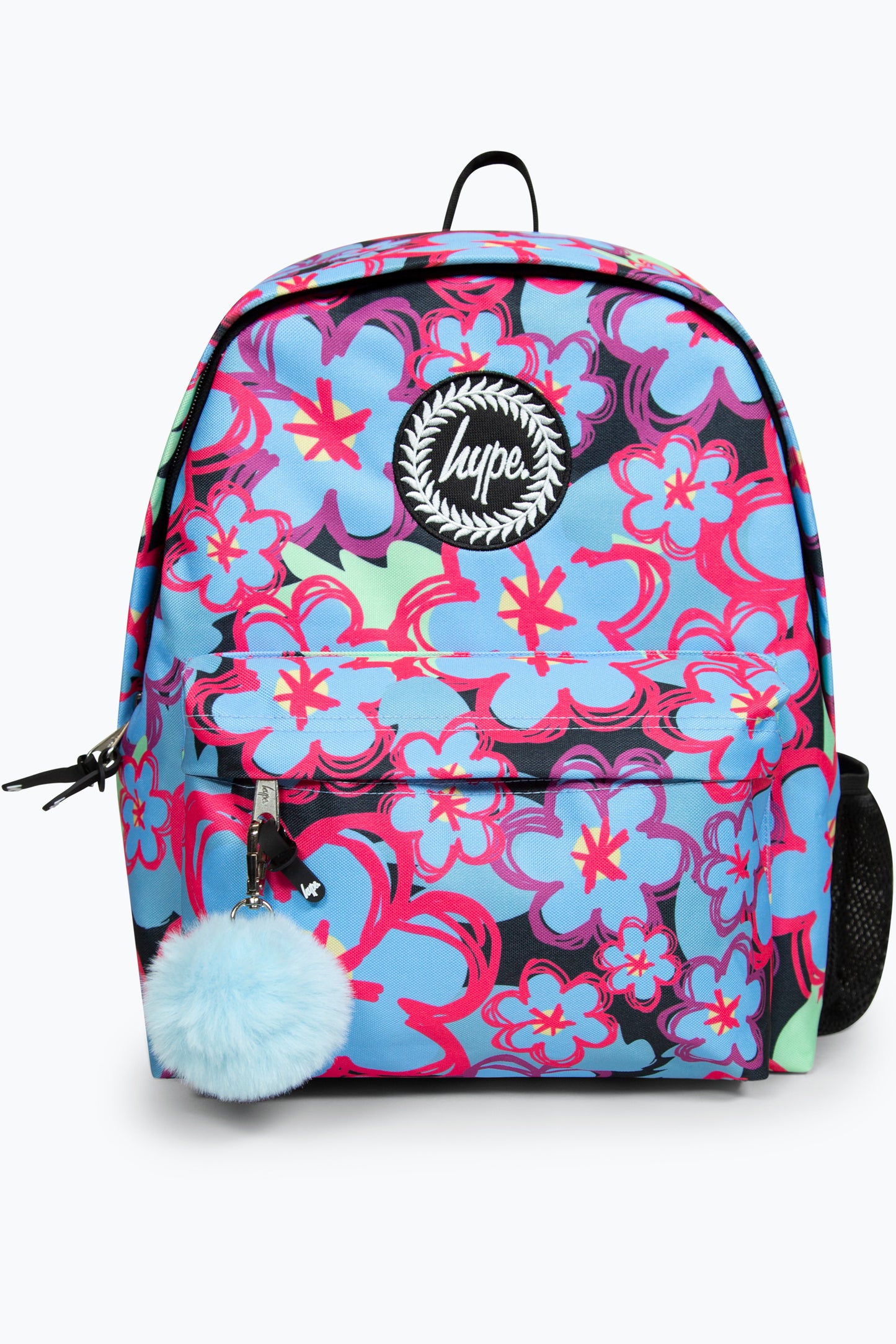 Hype Girls Iconic Multicoloured Blue Backpack With Flowers