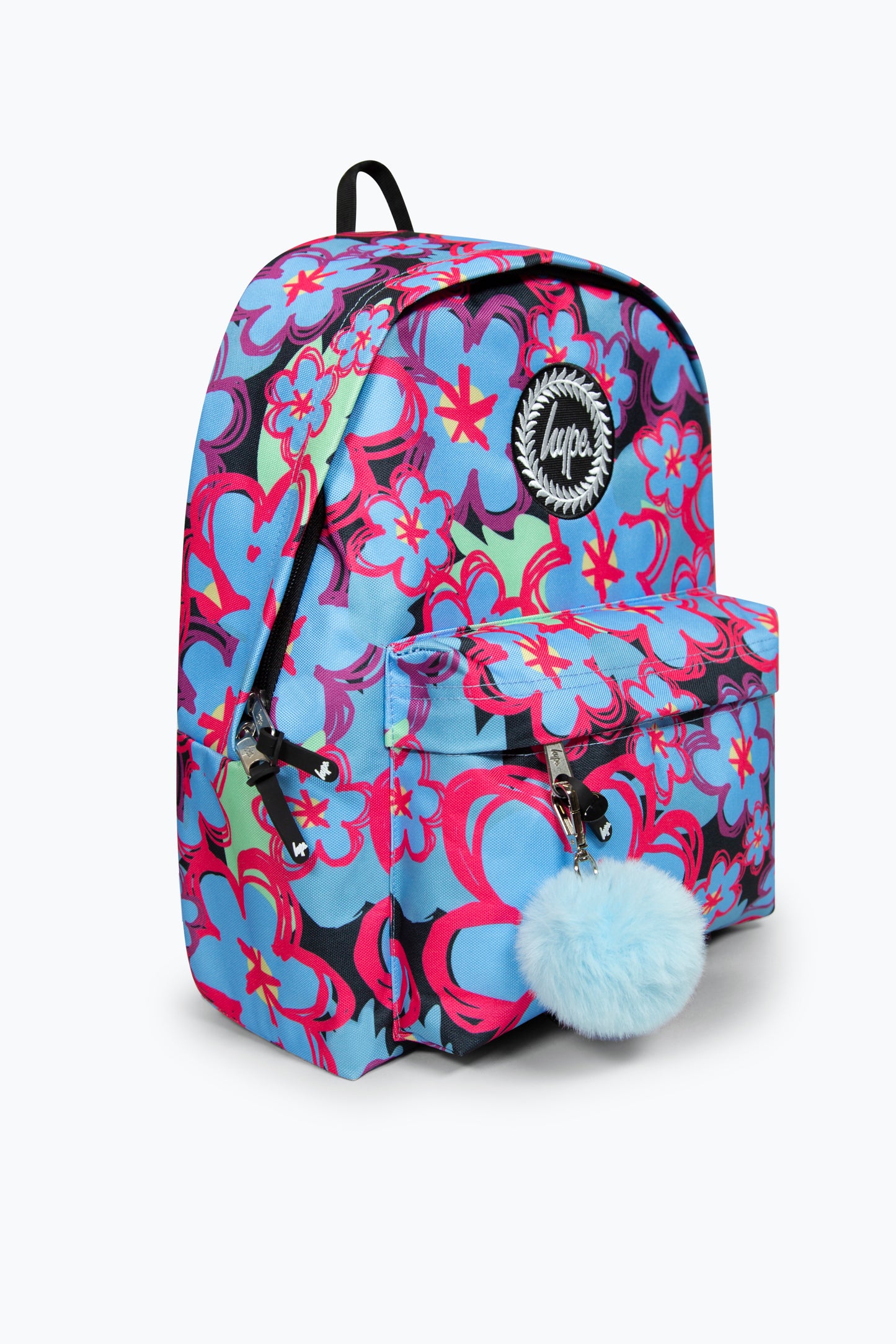 Hype Girls Iconic Multicoloured Blue Backpack With Flowers