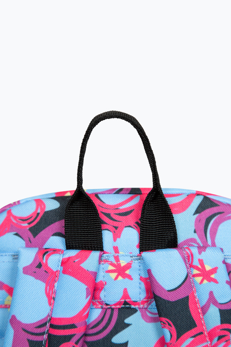 Hype Girls Iconic Multicoloured Blue Backpack with Flowers