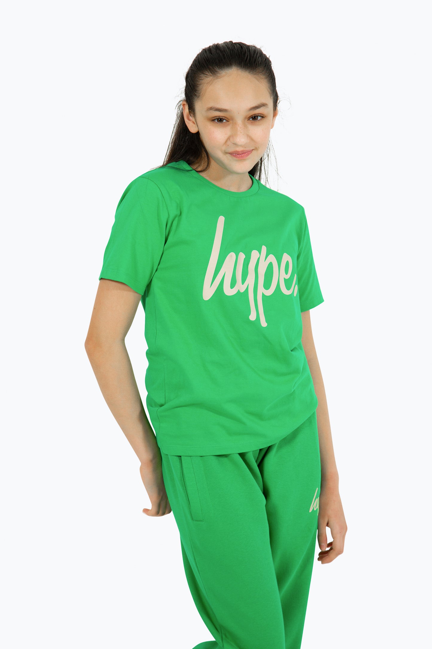 Hype Girls Green Script T-Shirt