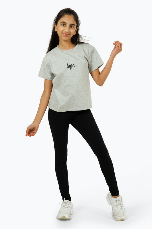 Hype Girls Grey Marl Cracked Oval T-Shirt