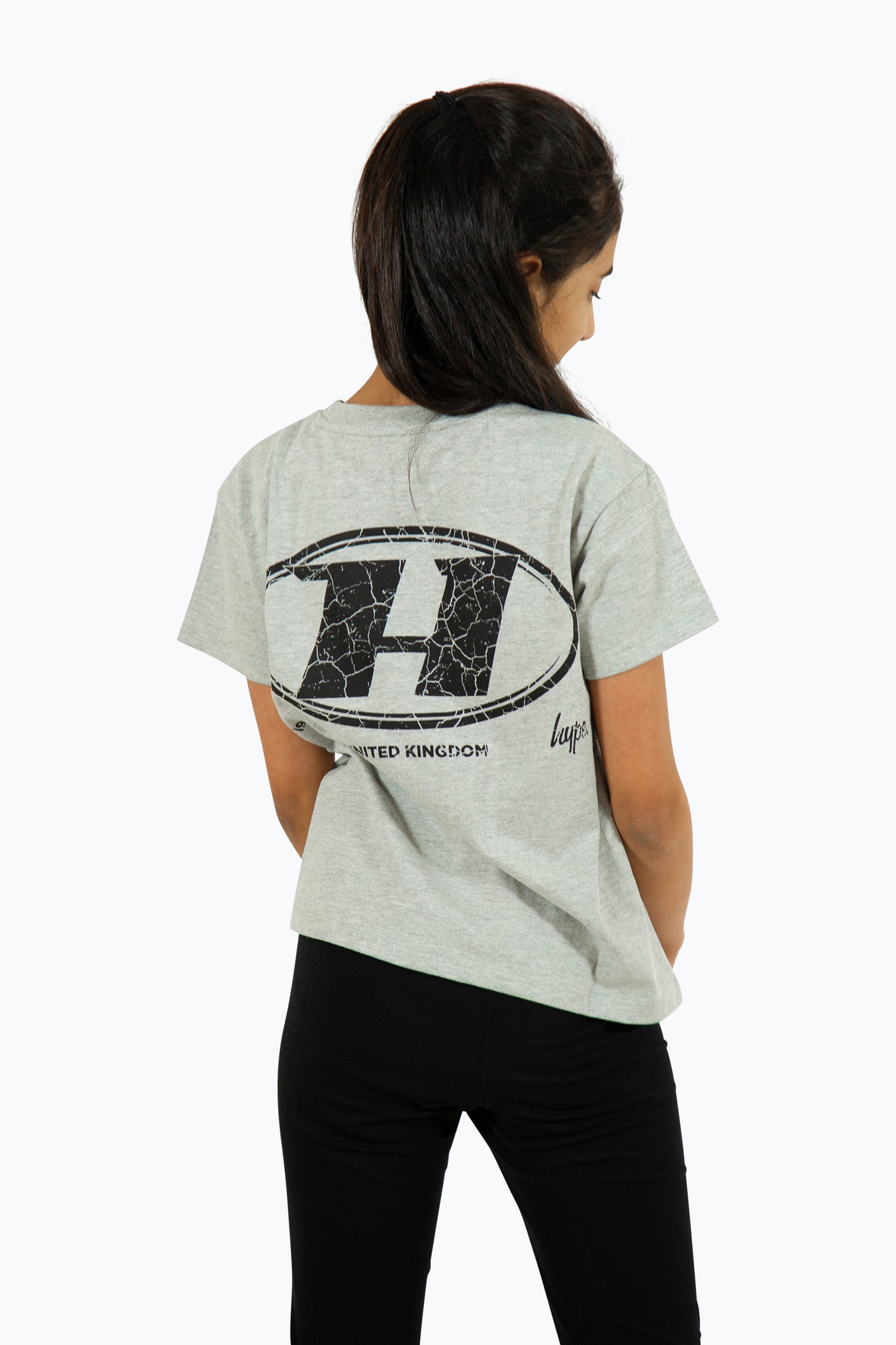 Hype Girls Grey Marl Cracked Oval T-Shirt