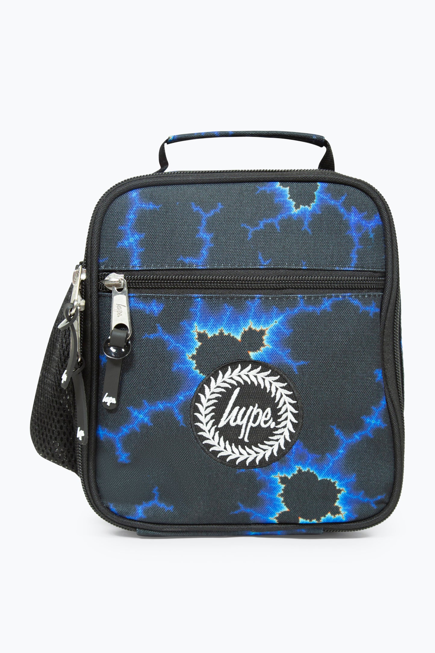 Hype Boys Lunch Box Black with Blue Lightning Front Side