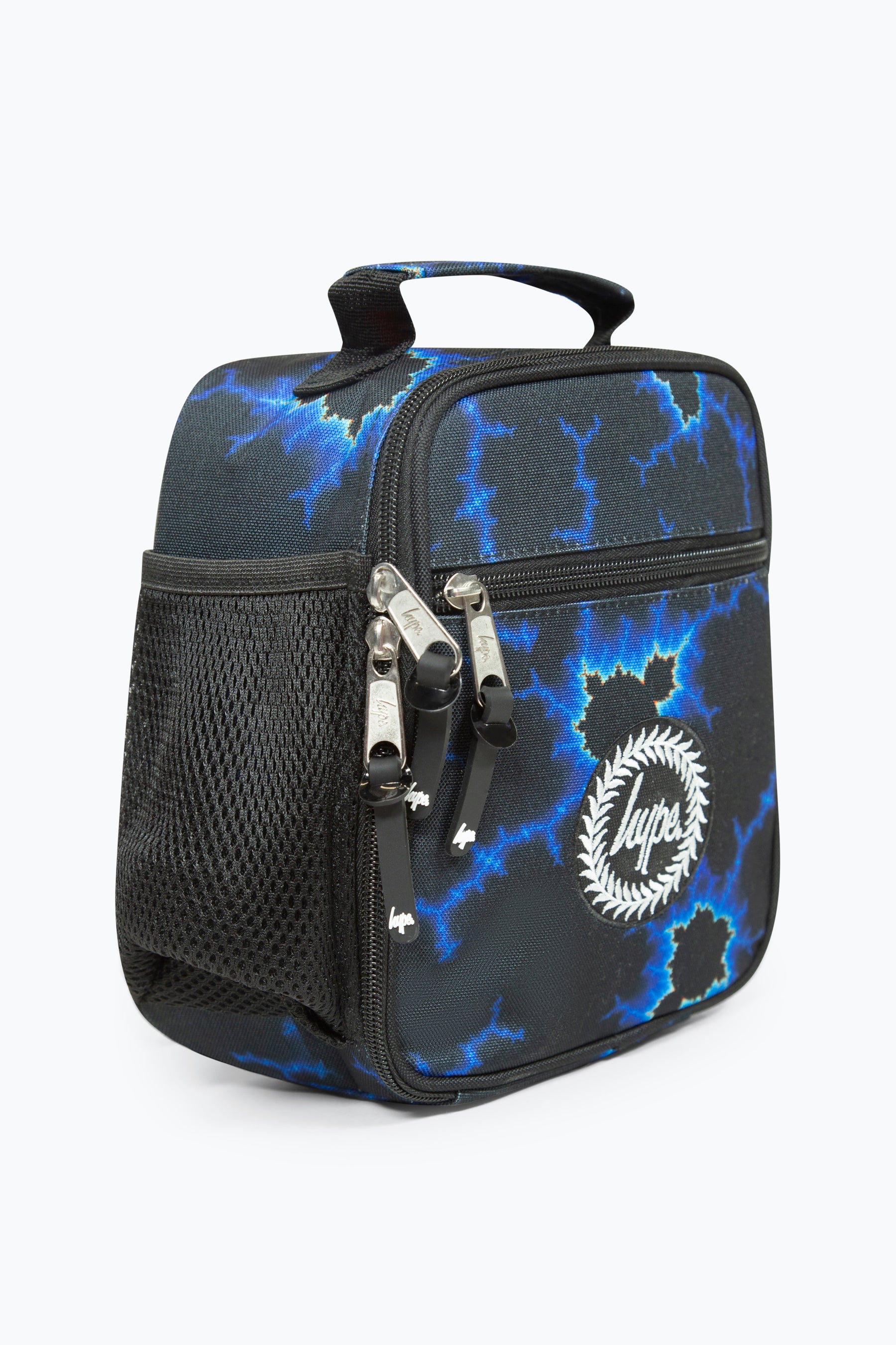 Hype Boys Lunch Box Black with Blue Lightning Left Side