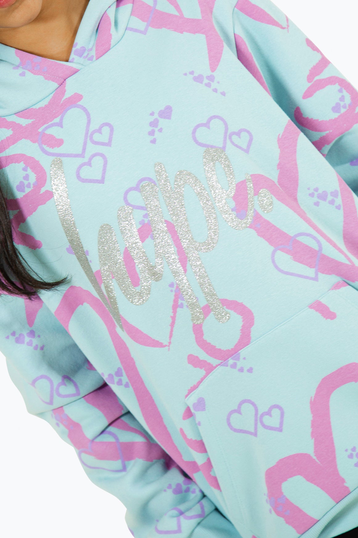 Hype Girls Light Blue Heart Xoxo Hoodie