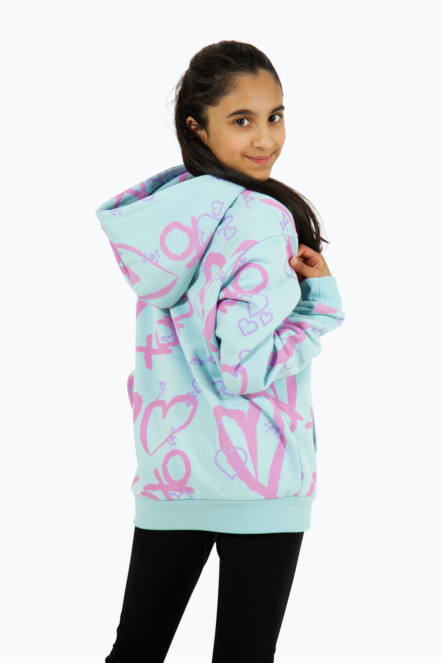 Hype Girls Light Blue Heart Xoxo Hoodie