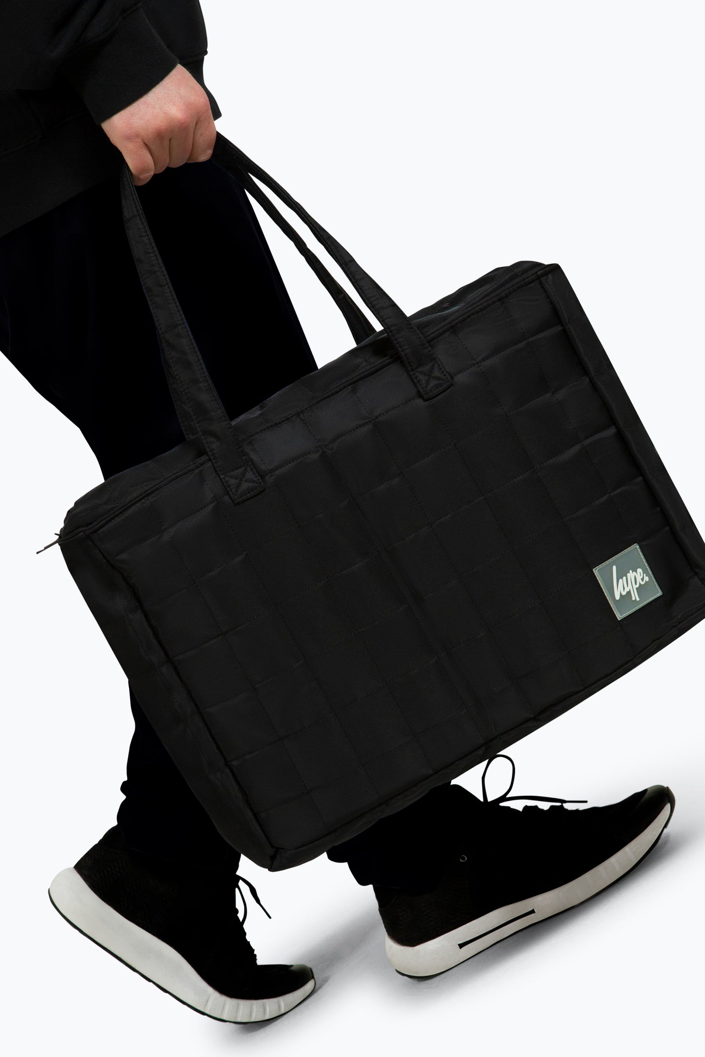 Hype Unisex Black Quilted Tote Bag