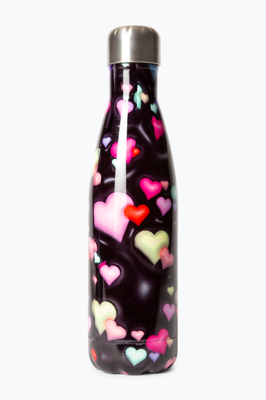 HYPE GIRLS BLACK 3D HEARTS THERMAL WATER BOTTLE