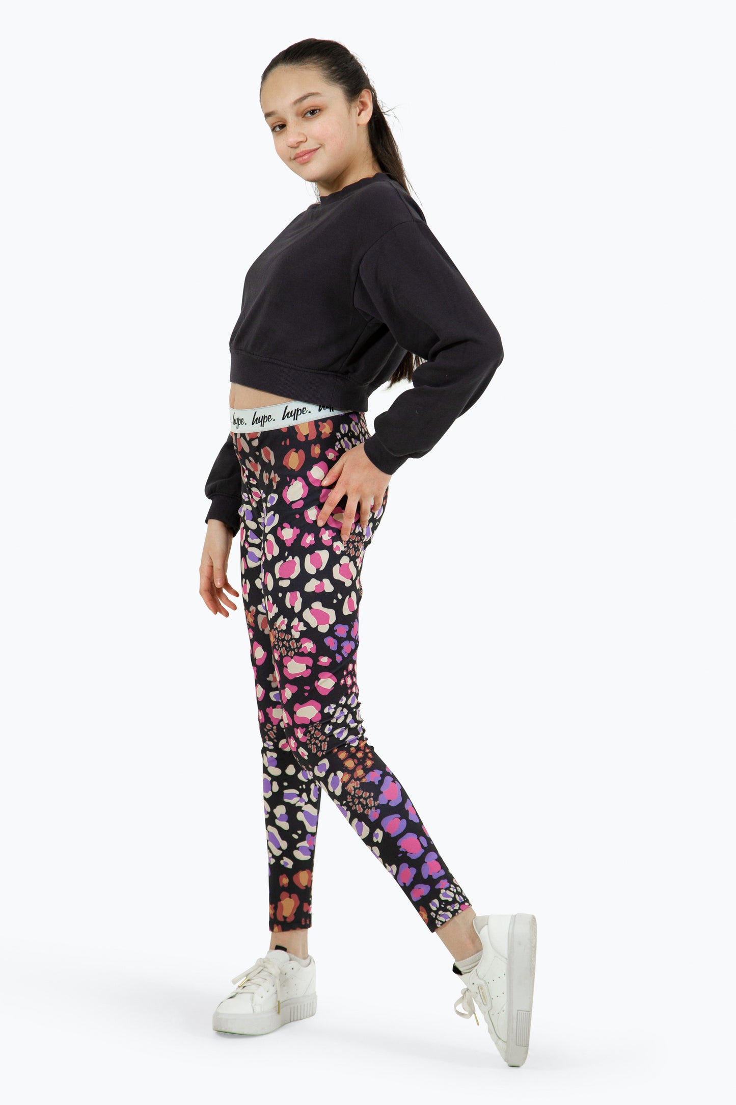 Hype Girls Black Multi Leopard Leggings