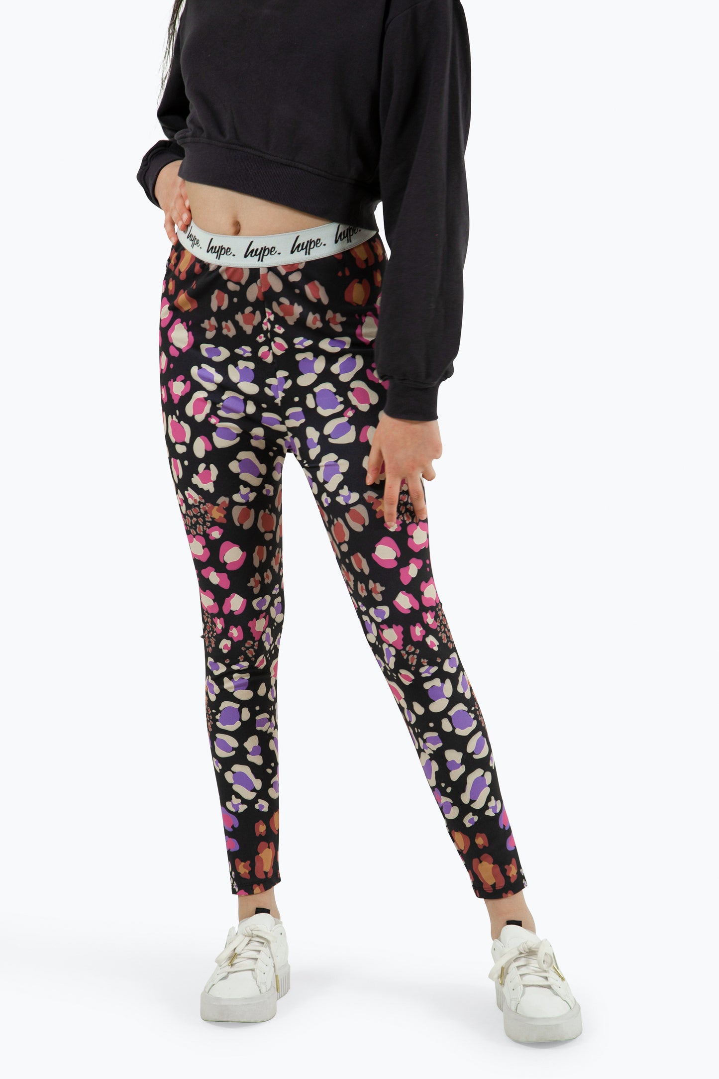 Hype Girls Black Multi Leopard Leggings