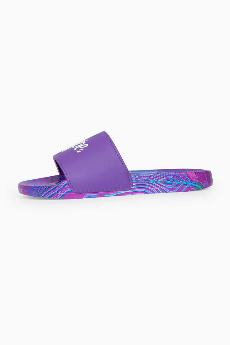 HYPE GIRLS MULTI PURPLE CRAZY WAVE SCRIPT SLIDERS