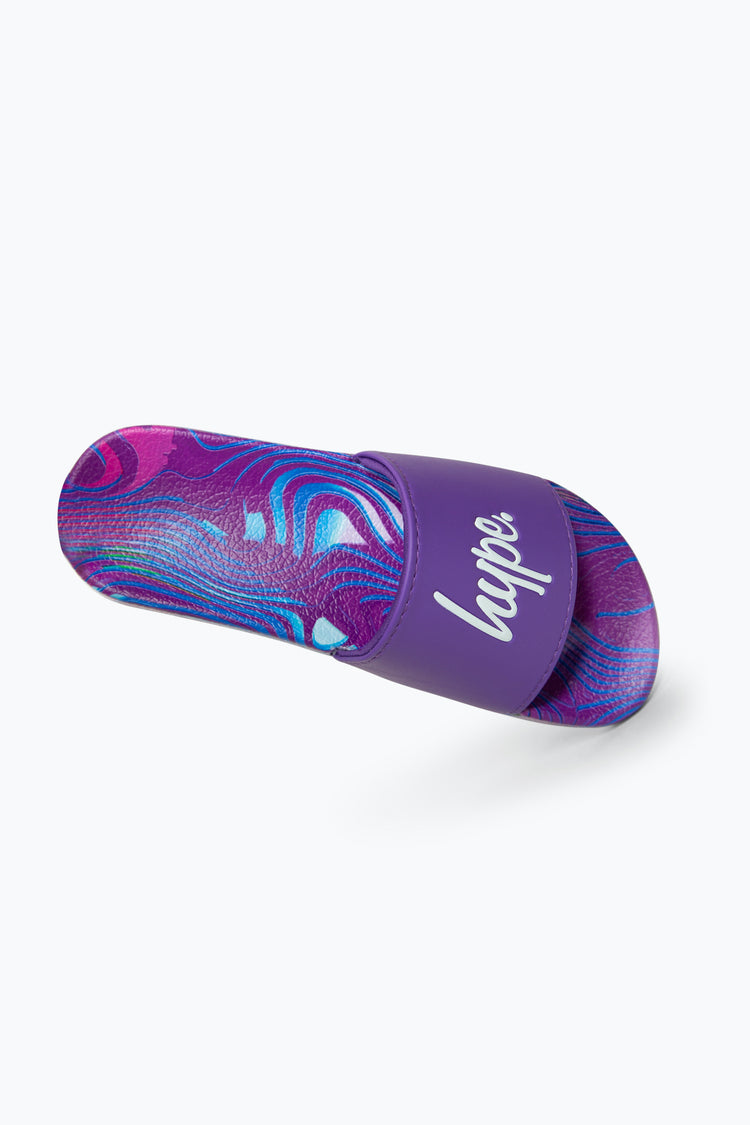 HYPE GIRLS MULTI PURPLE CRAZY WAVE SCRIPT SLIDERS