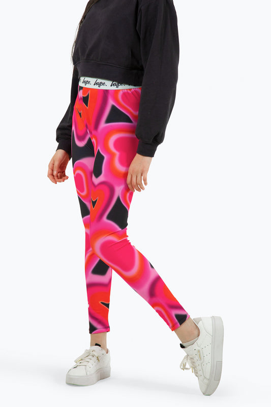 Hype Girls Pink Spray Heart Leggings