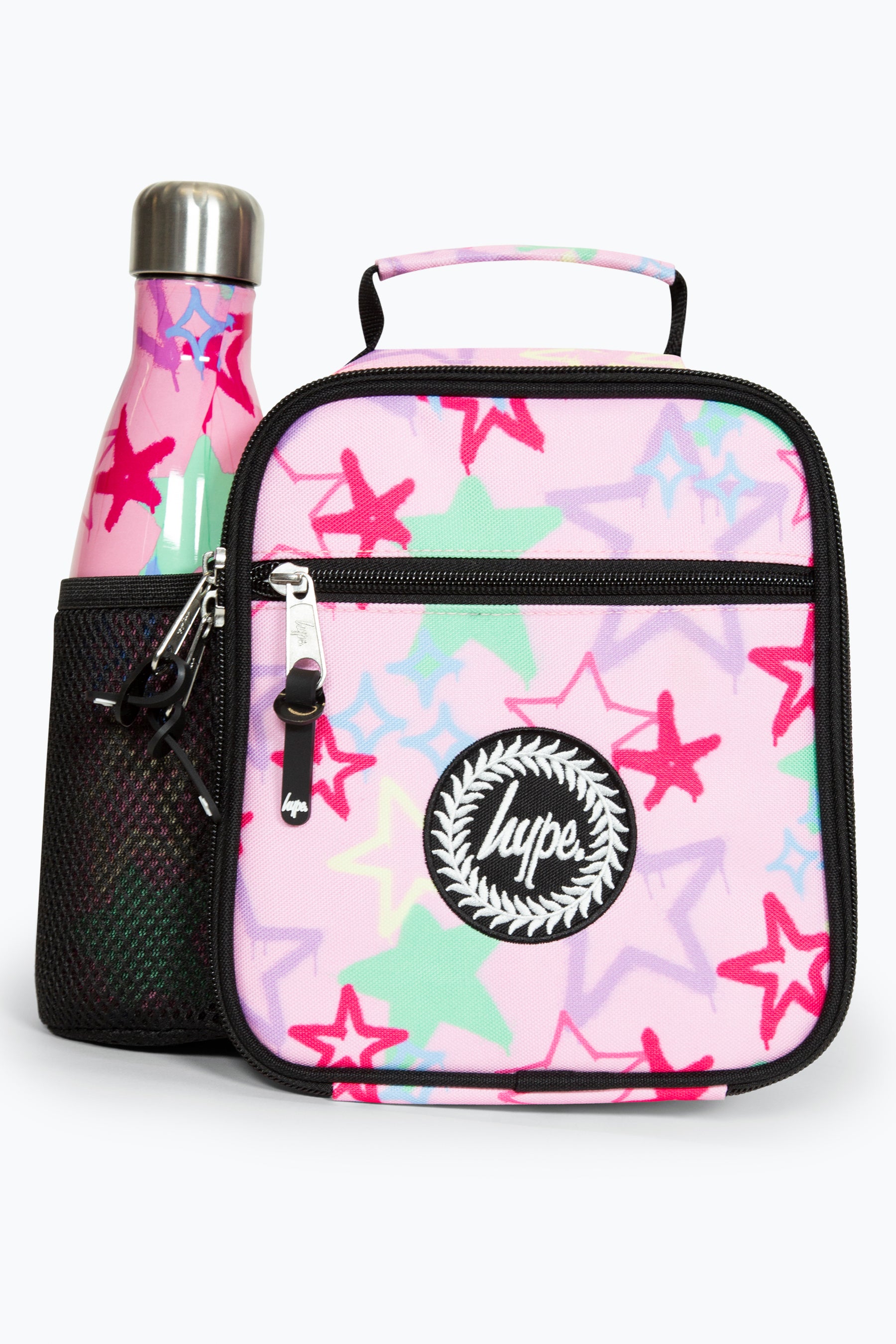 Hype Pink Graffiti Star Girls Lunch Bag Bottle Holder