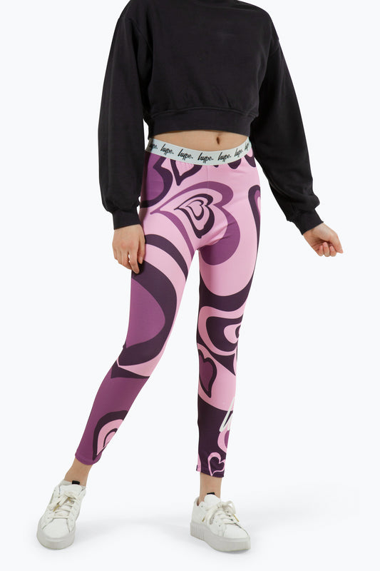 Hype Kids Pink Swirl Heart Leggings