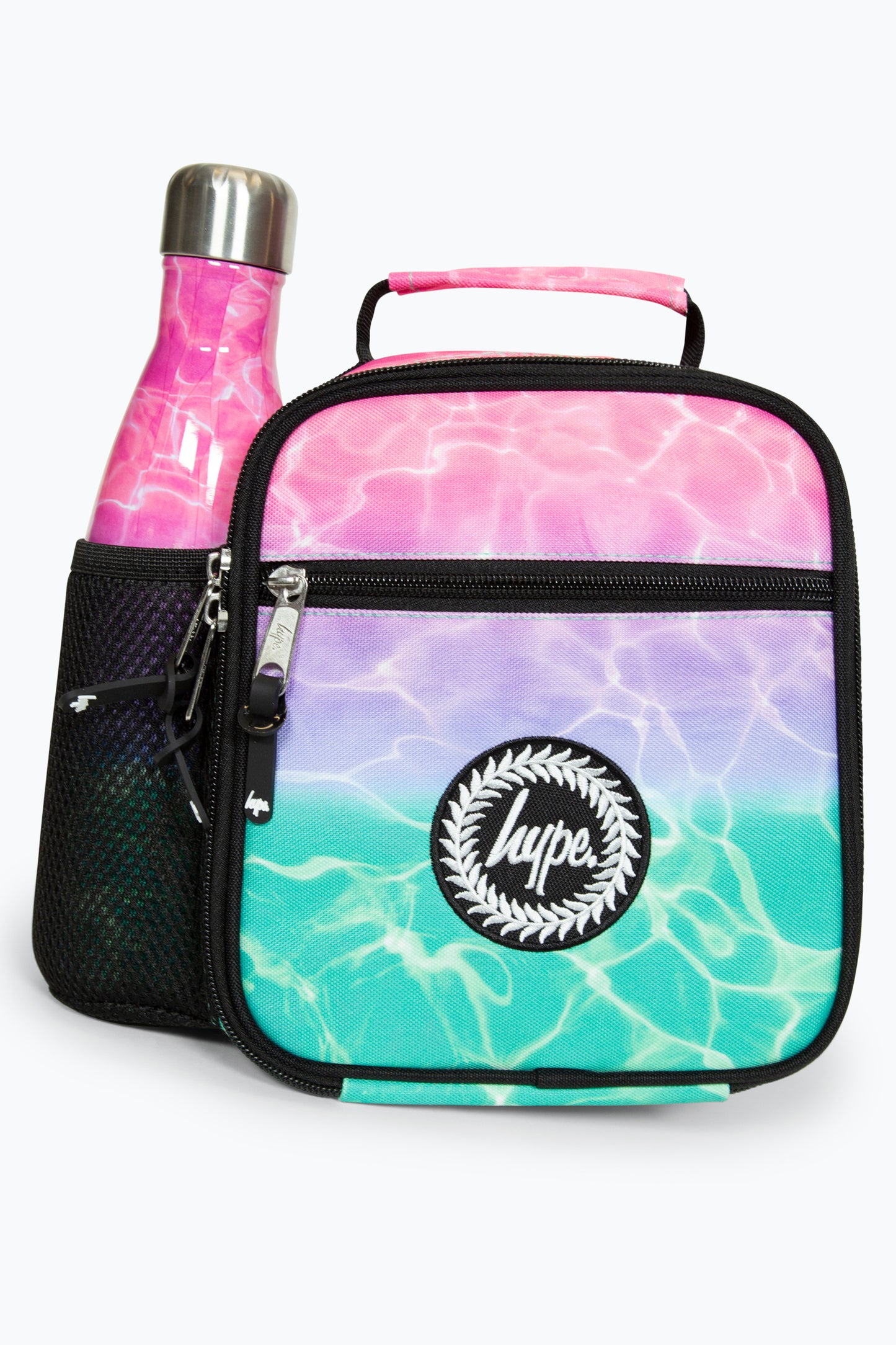 Hype Pink and Turquoise Pastel Pool Girls Lunch Bag Bottle Holder