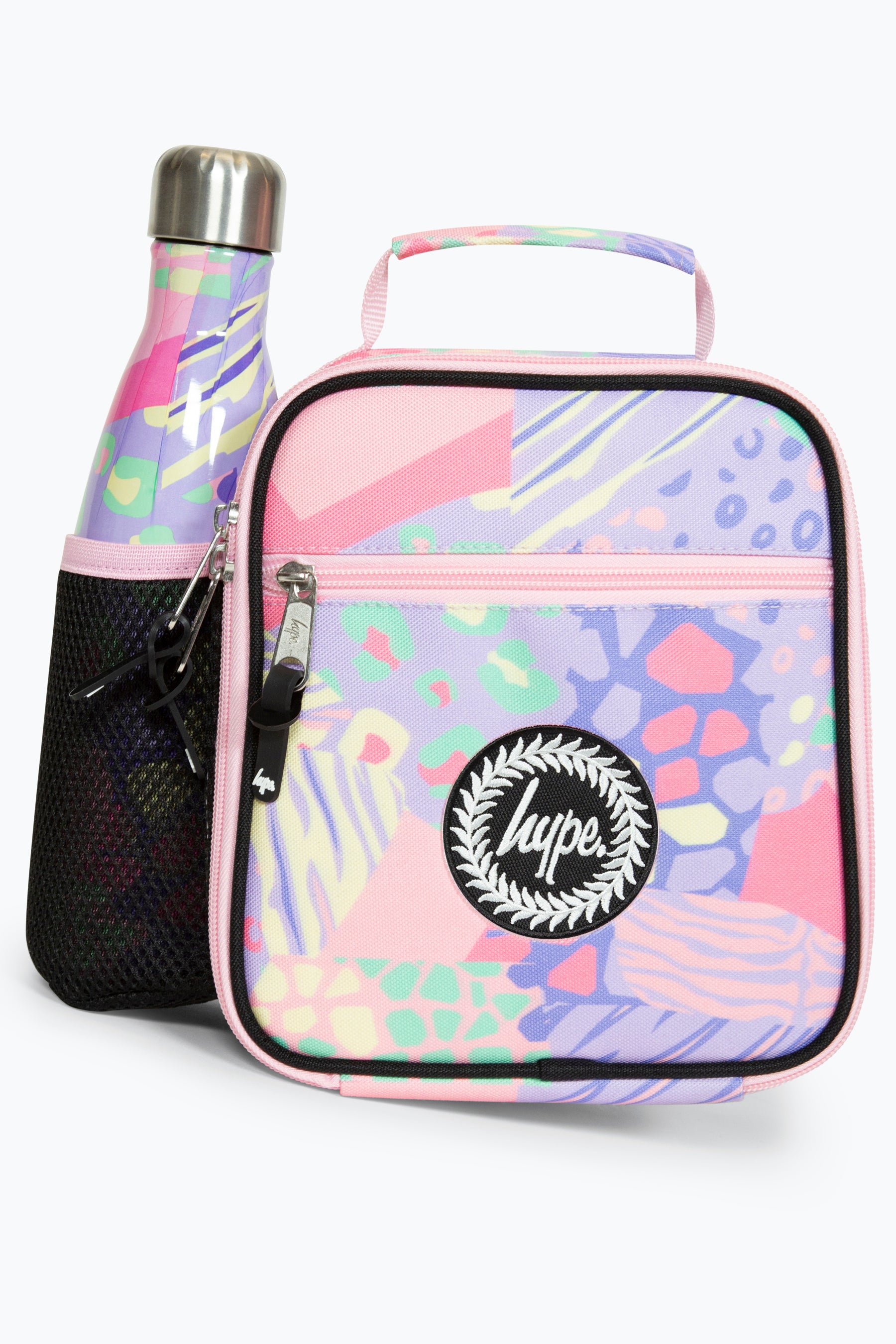 Hype Pink Pastel Prints Girls Lunch Bag Bottle Holder