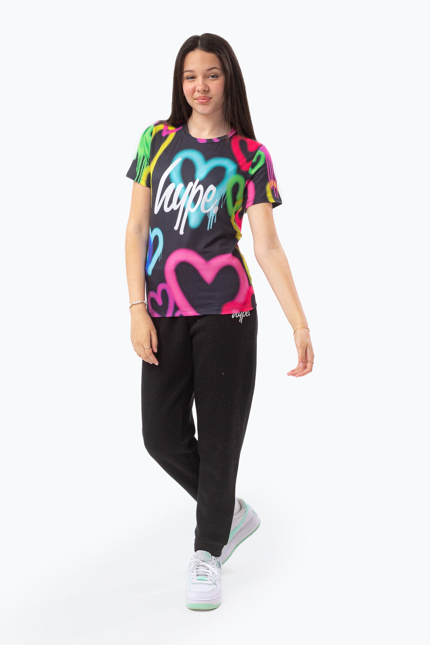 Hype Black Graffiti Hearts T-Shirt