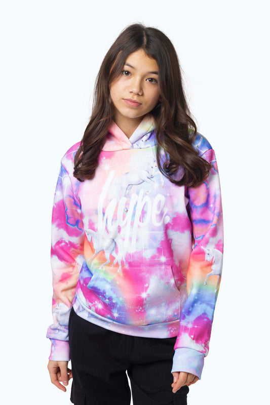 Hype Girls Multi Rainbow Unicorn Sparkle Hoodie