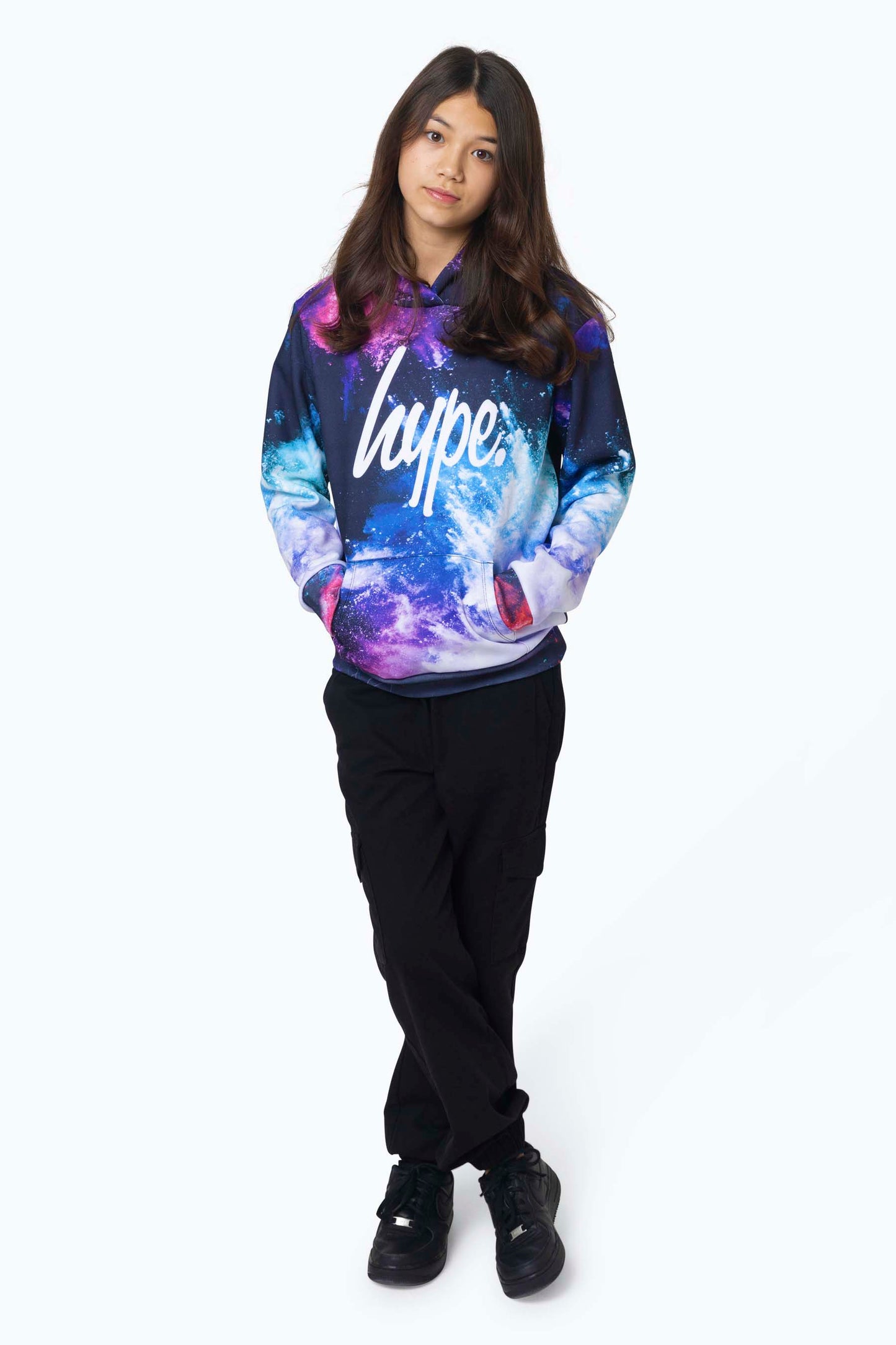 Hype Girls Multi Purple Chalk Hoodie