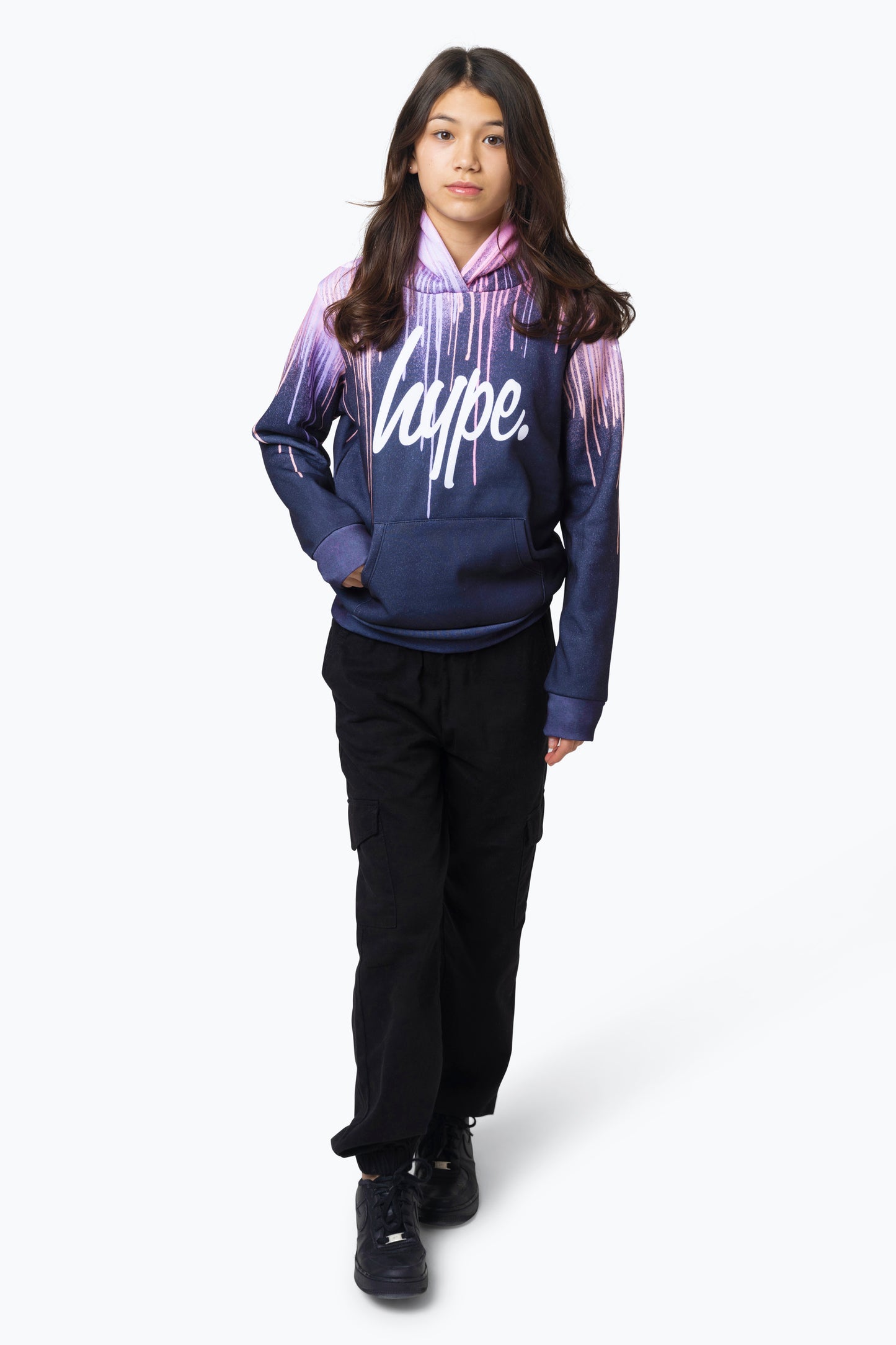 Hype Girls Multi Dark Pastel Drips Hoodie