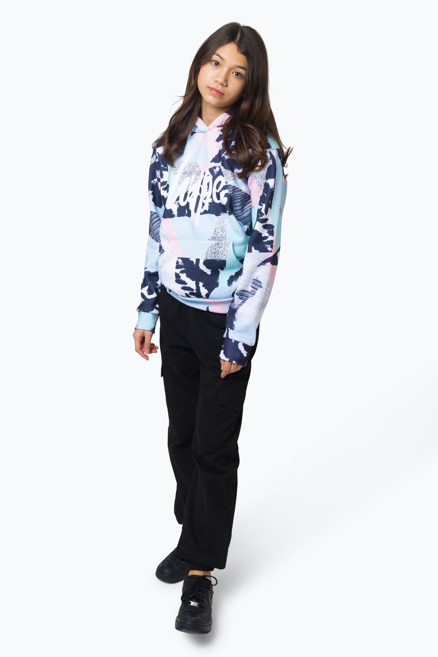 Hype Girls Multi Pastel Abstract Hoodie