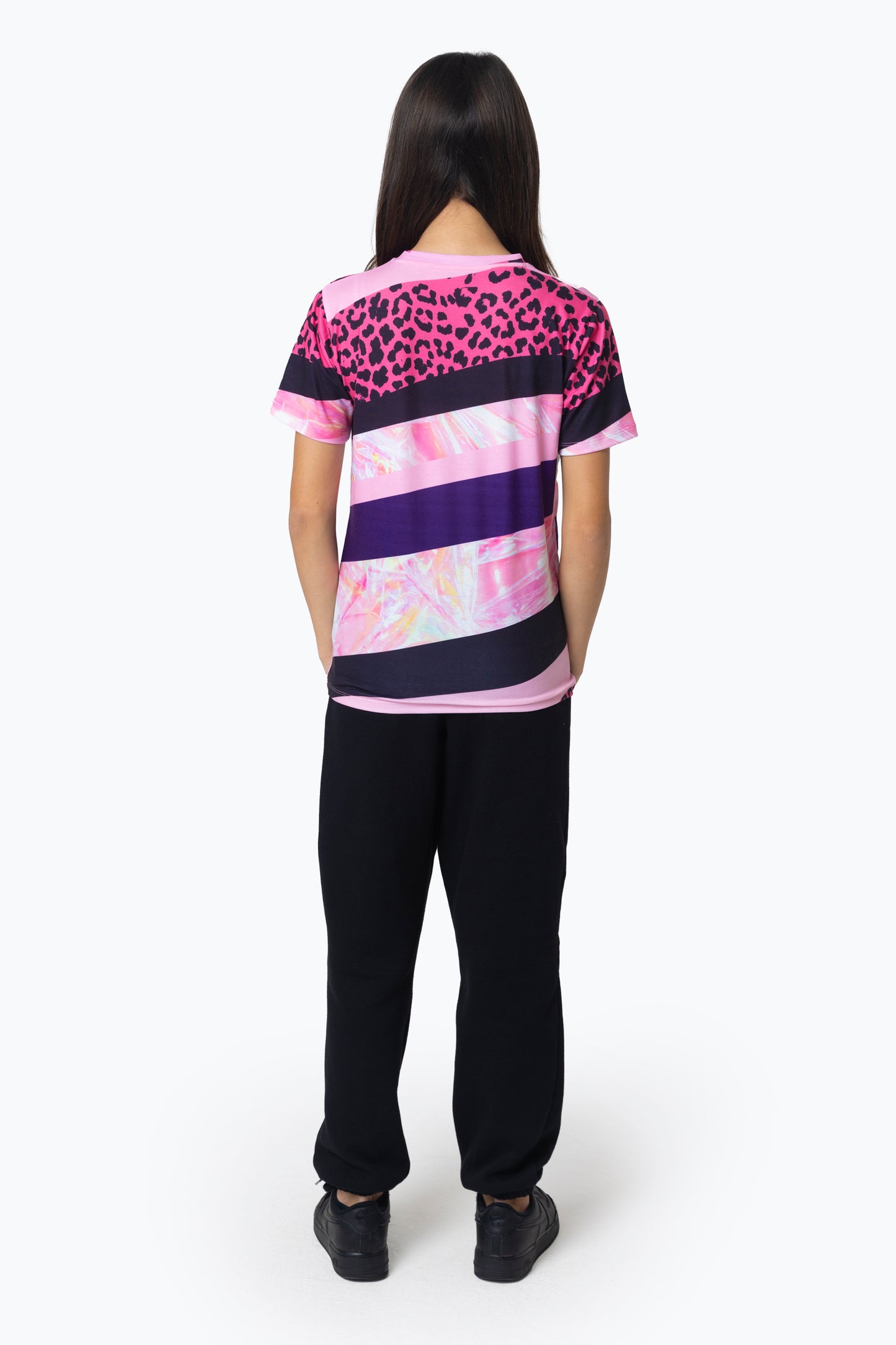 Hype Girls Multi Dark Pink Stripe T-Shirt