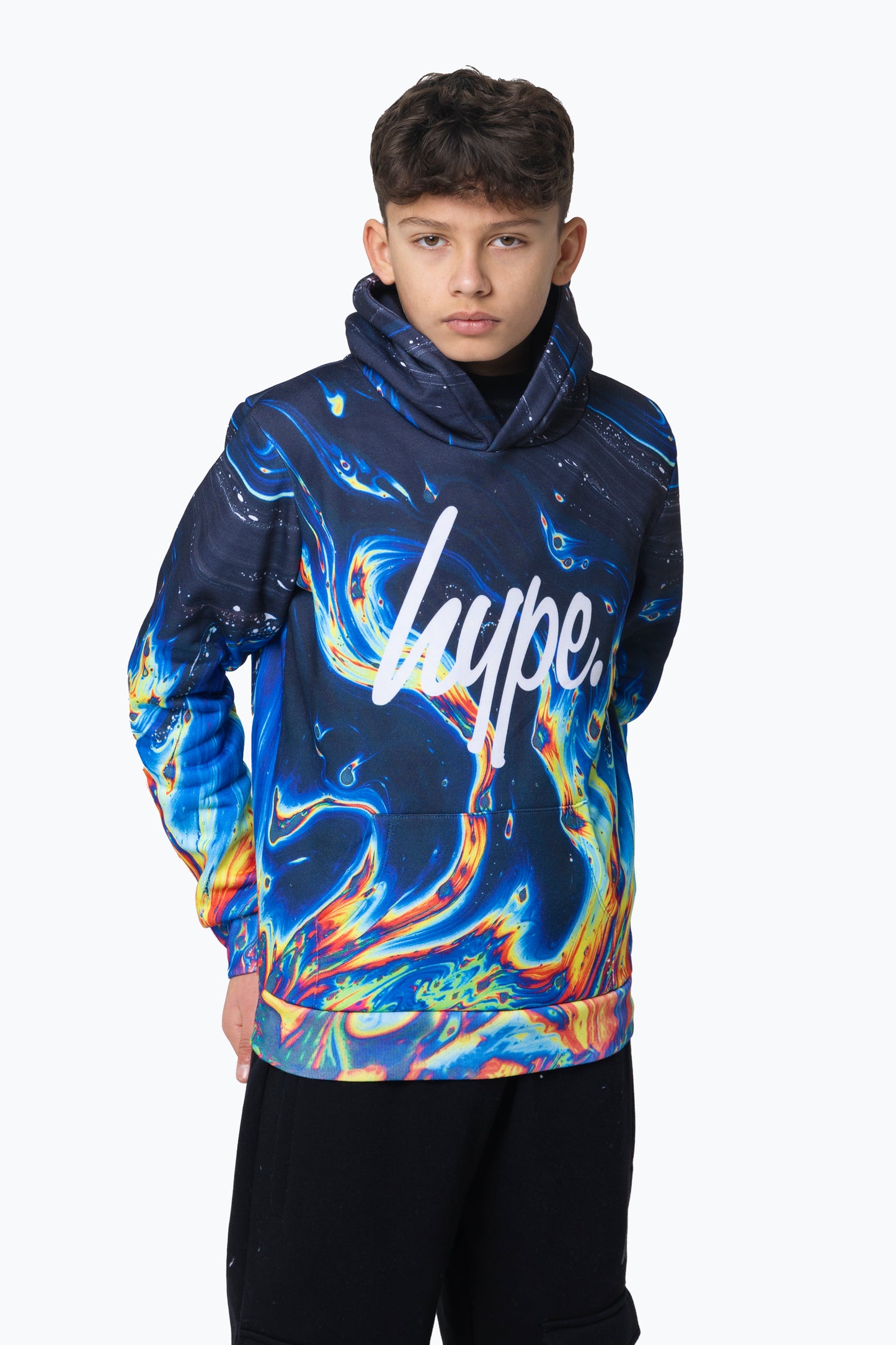 Hype Boys Multi Rainbow Marble Hoodie