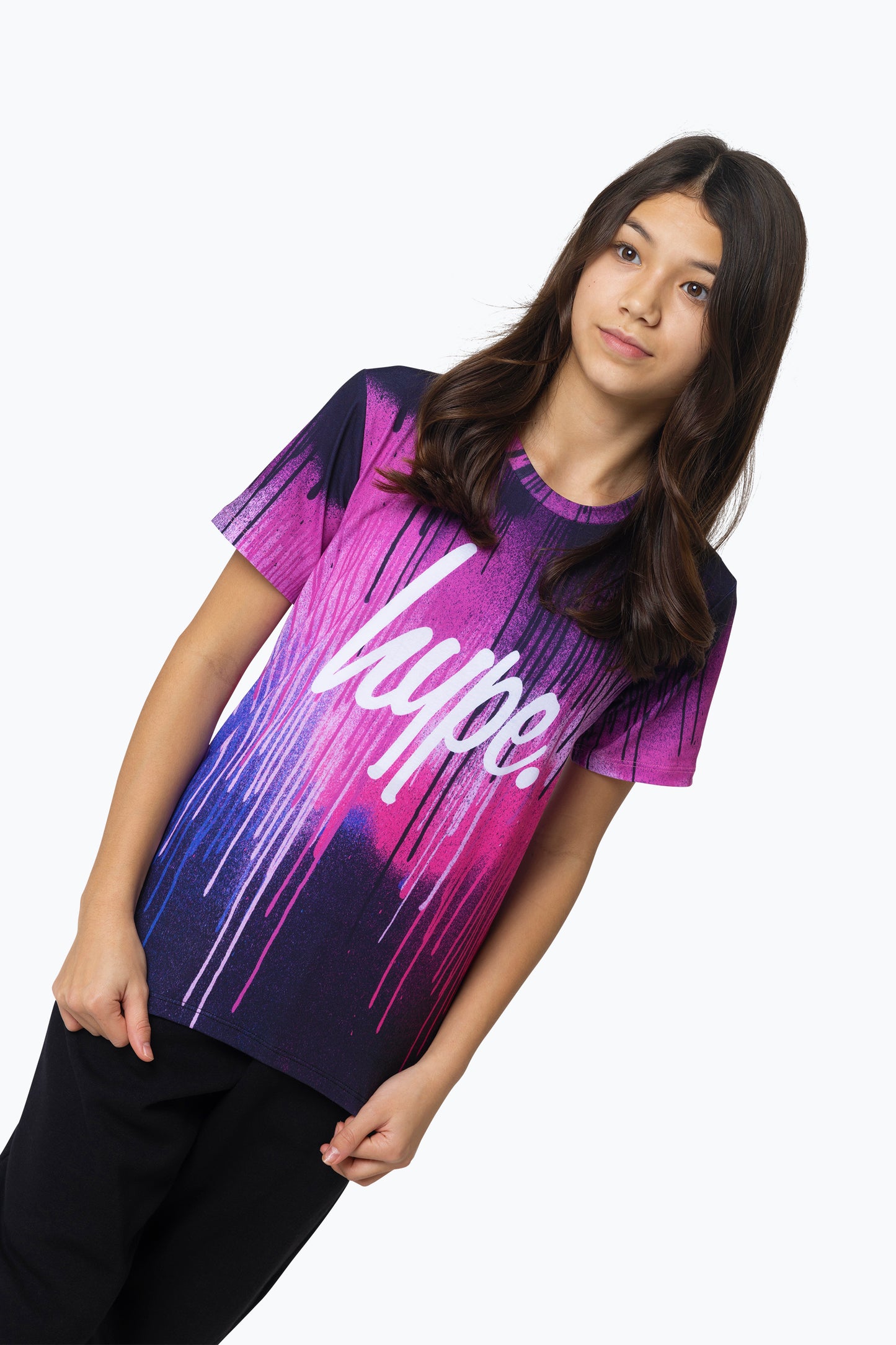 Hype Girls Multi Pink Drips T-Shirt