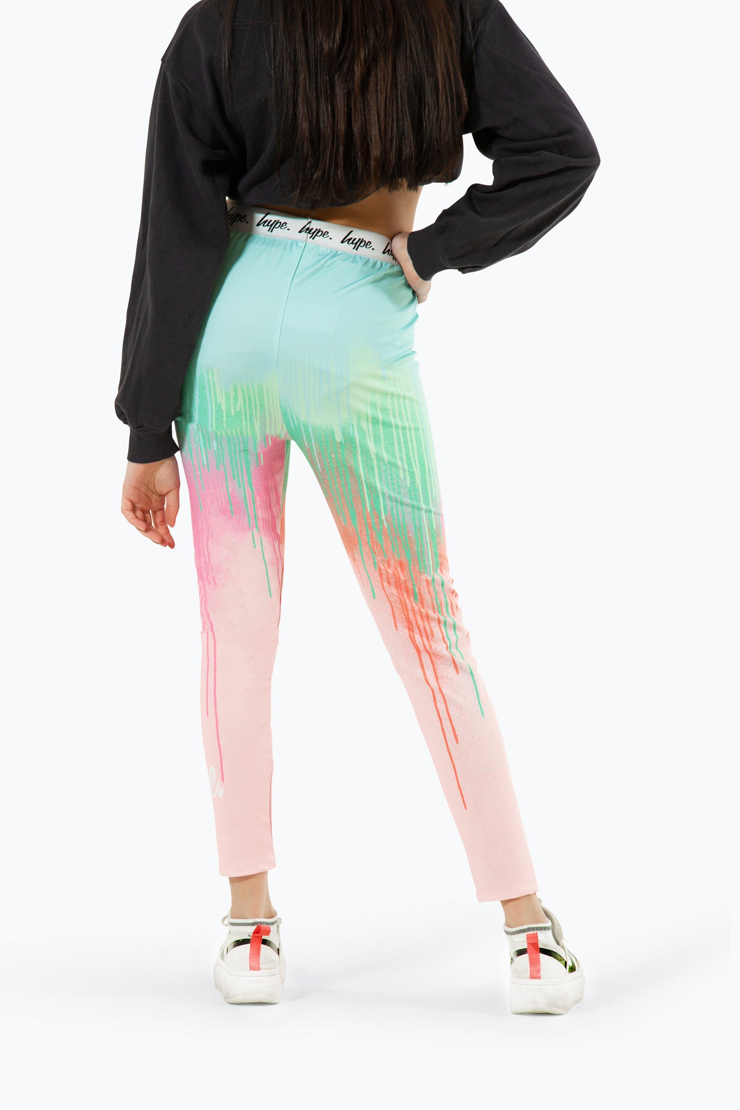 Hype Girls Multi Mint Pink Drips Leggings