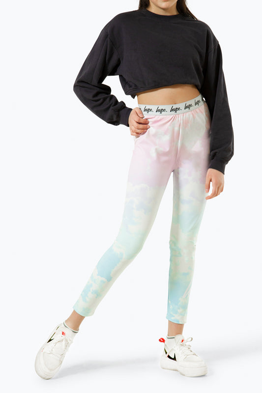 Hype Girls Multi Pastel Clouds Leggings