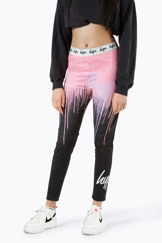 Hype Girls Multi Dark Pastel Drips Leggings