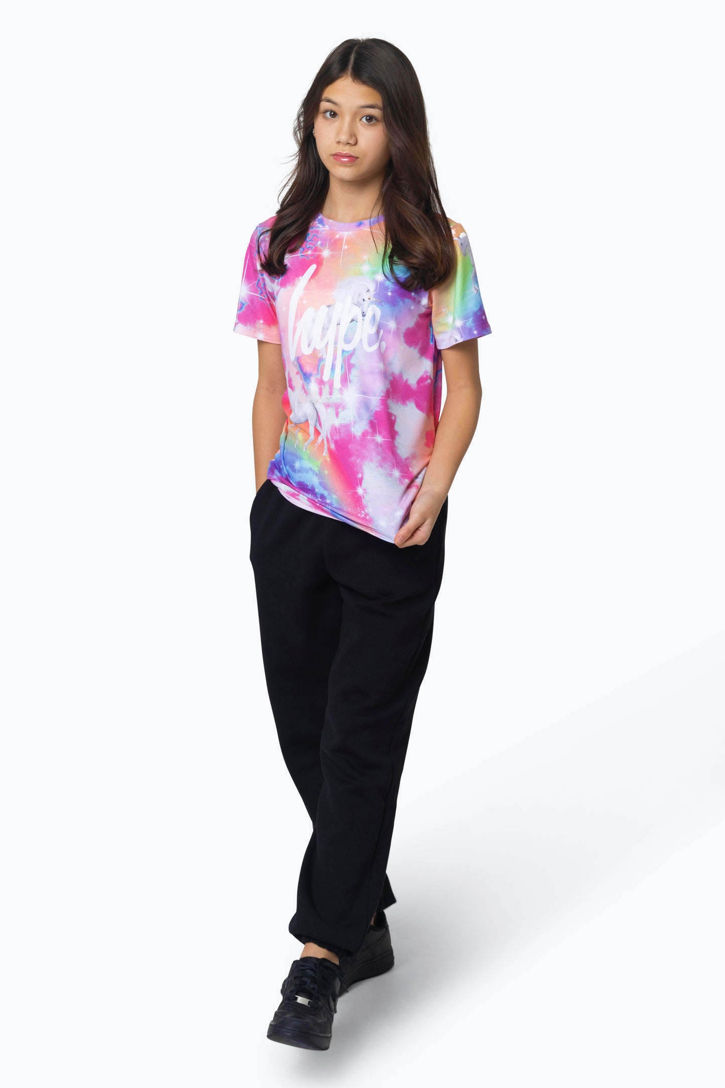 Hype Girls Multi Rainbow Unicorn Sparkle T-Shirt