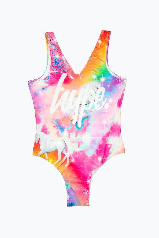 Hype Girls Multi Rainbow Unicorn Sparkle Swimsuit