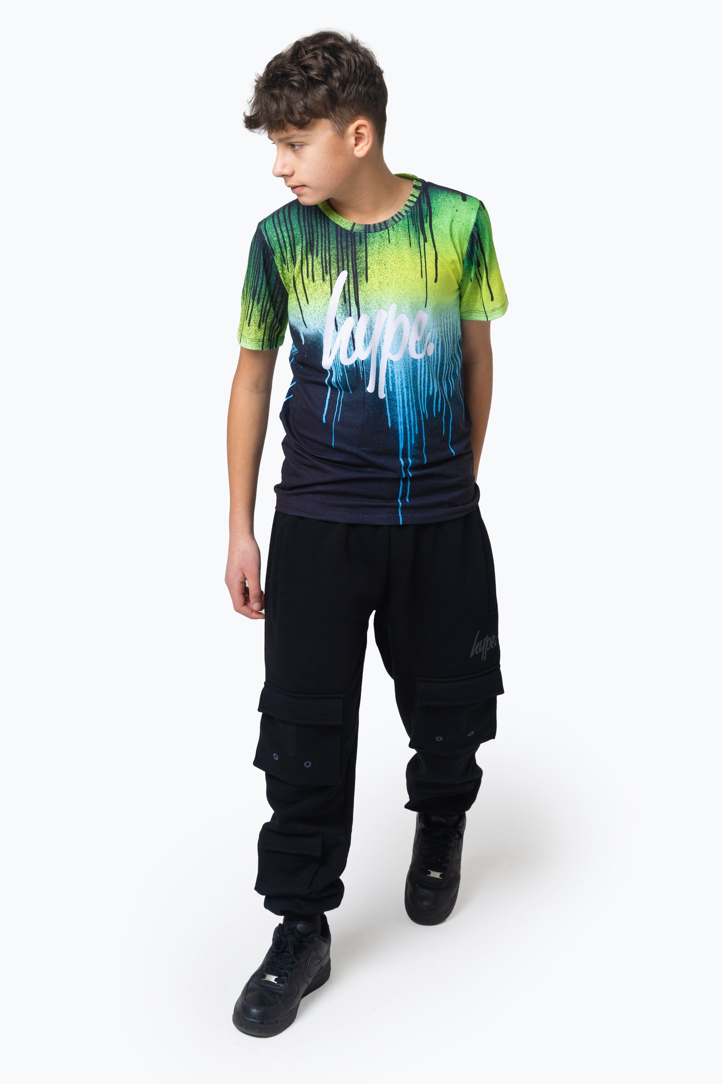 Hype Boys Multi Green Blue Drips T-Shirt