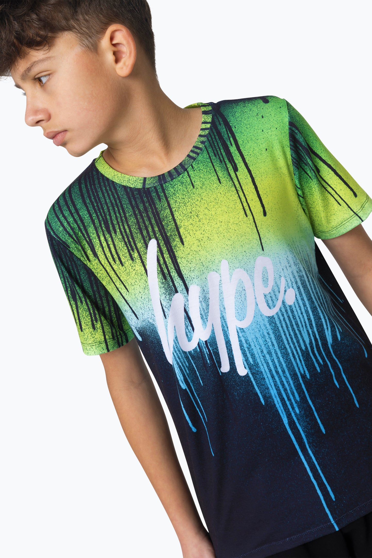 Hype Boys Multi Green Blue Drips T-Shirt