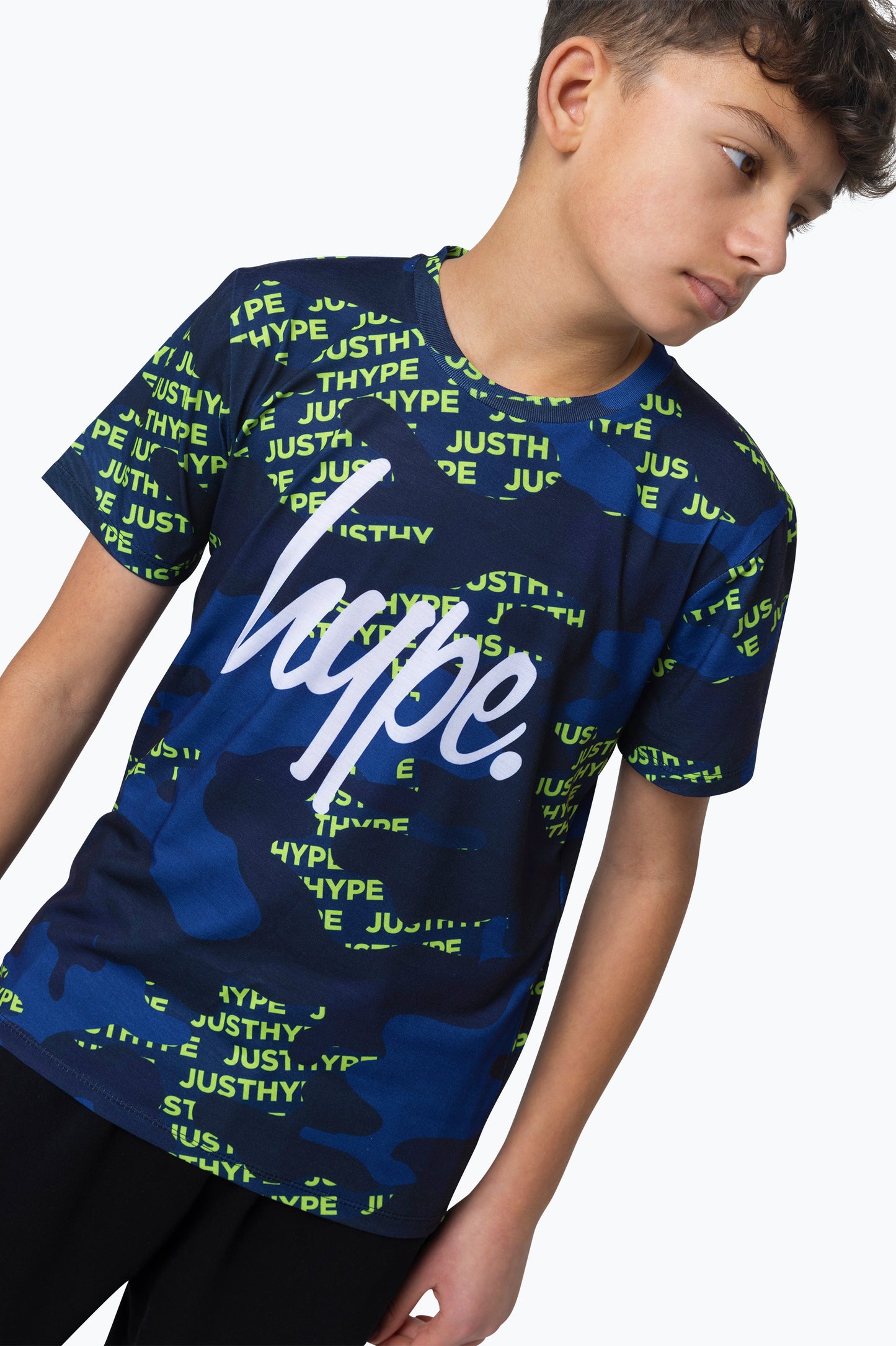 Hype Boys Multi Navy Camo Block Logo T-Shirt