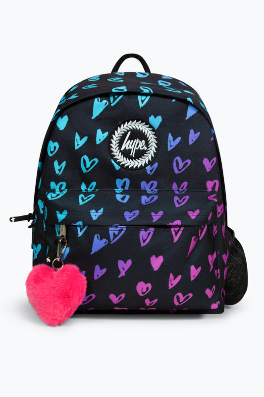 Hype Black Scribble Hearts Iconic Girls School Backpack