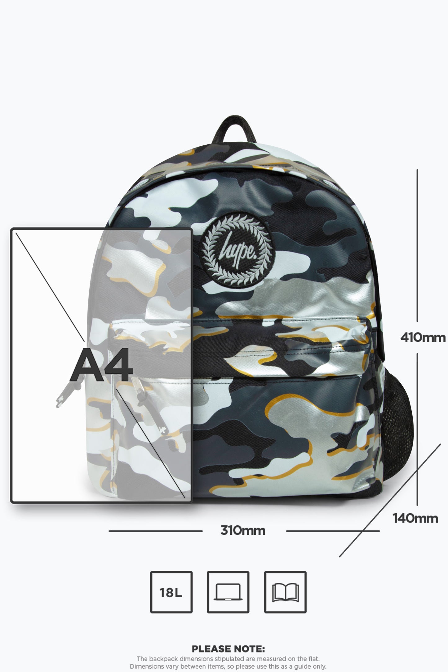 Hype Boys Iconic Mono Gold Outline Camo Backpack