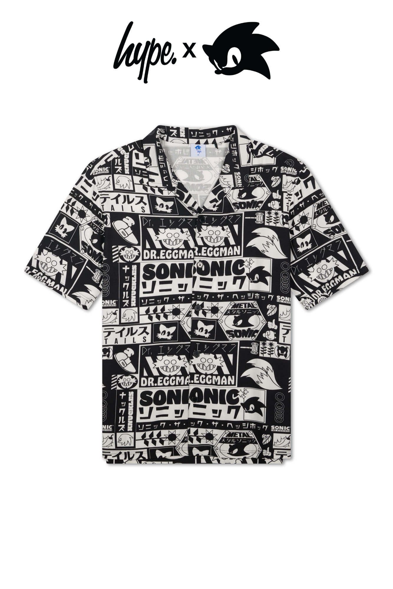 Hype x Sonic The Hedgehog™ Mens Black Retro Resort Shirt