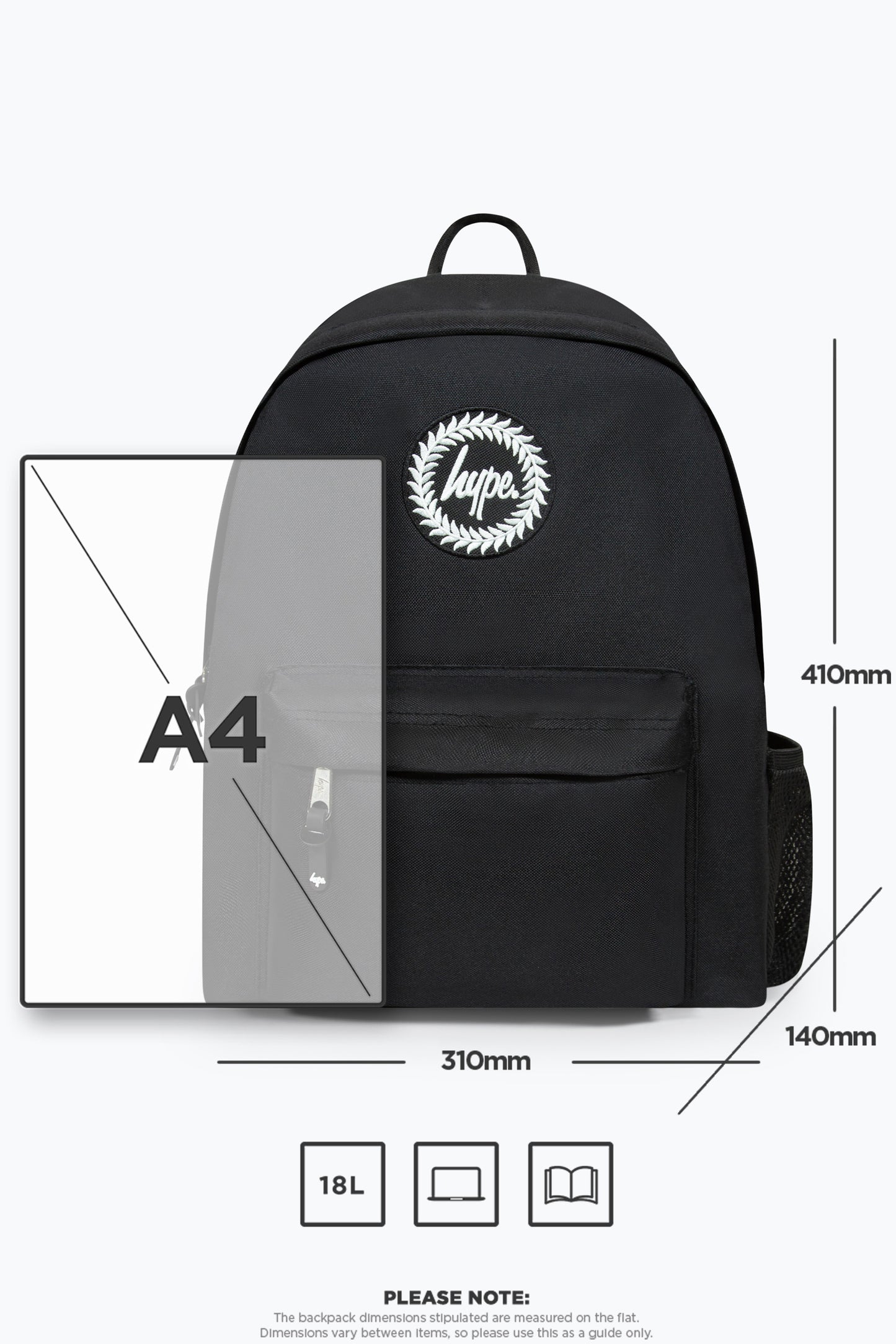 Hype Unisex Iconic Core Plain Black Backpack