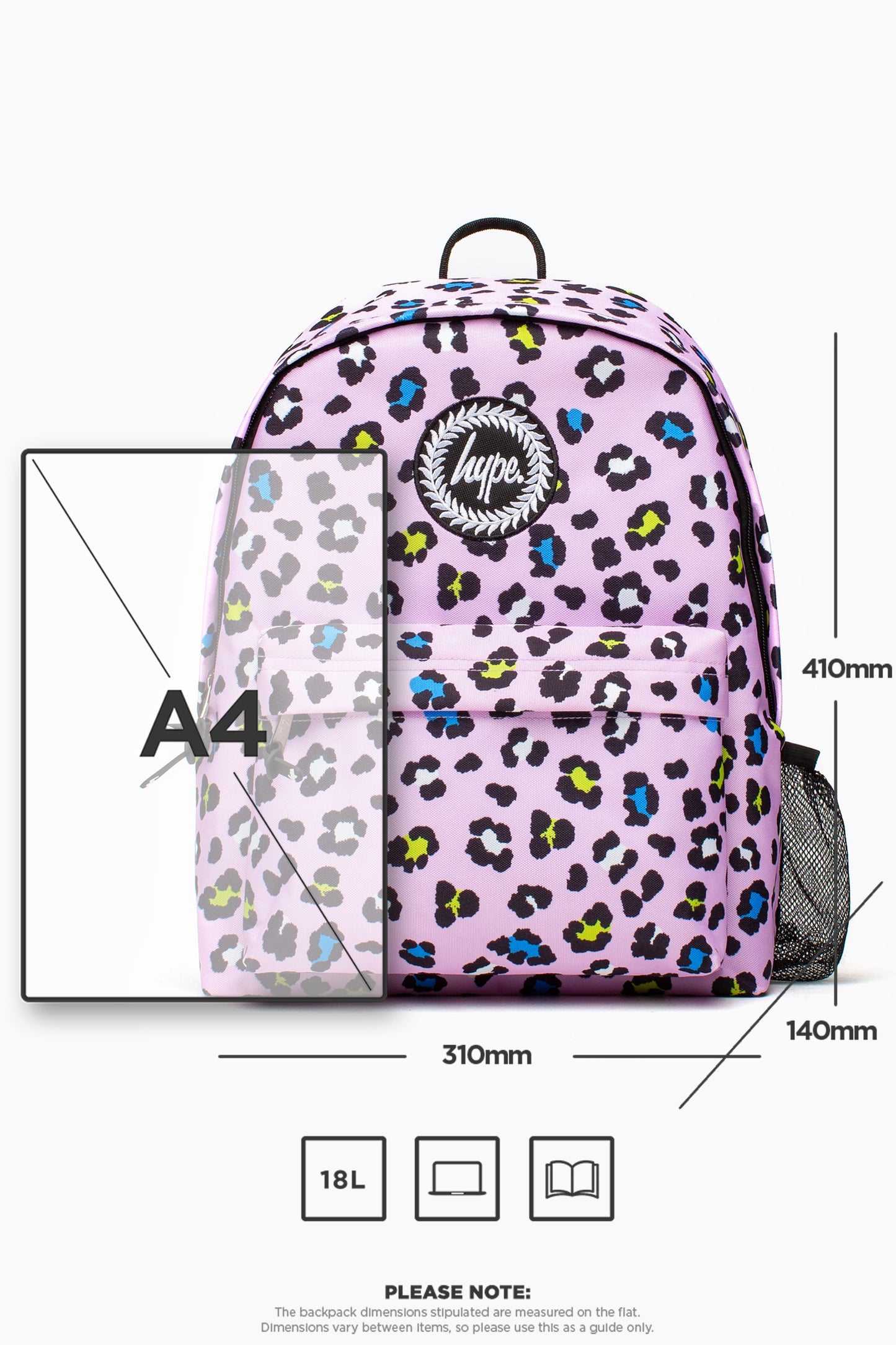 Hype Lilac Leopard Backpack With Water Bottle Holder