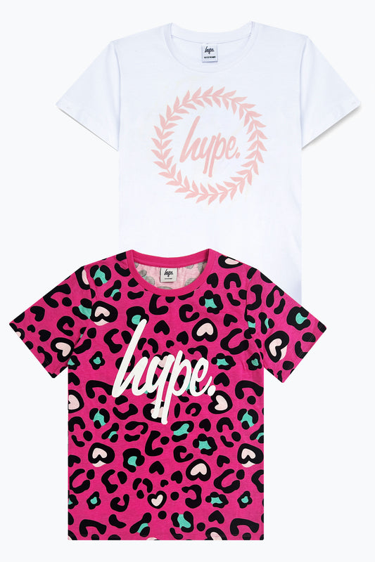 Hype Girls Pink Leopard T-Shirt 2-Pack Sets