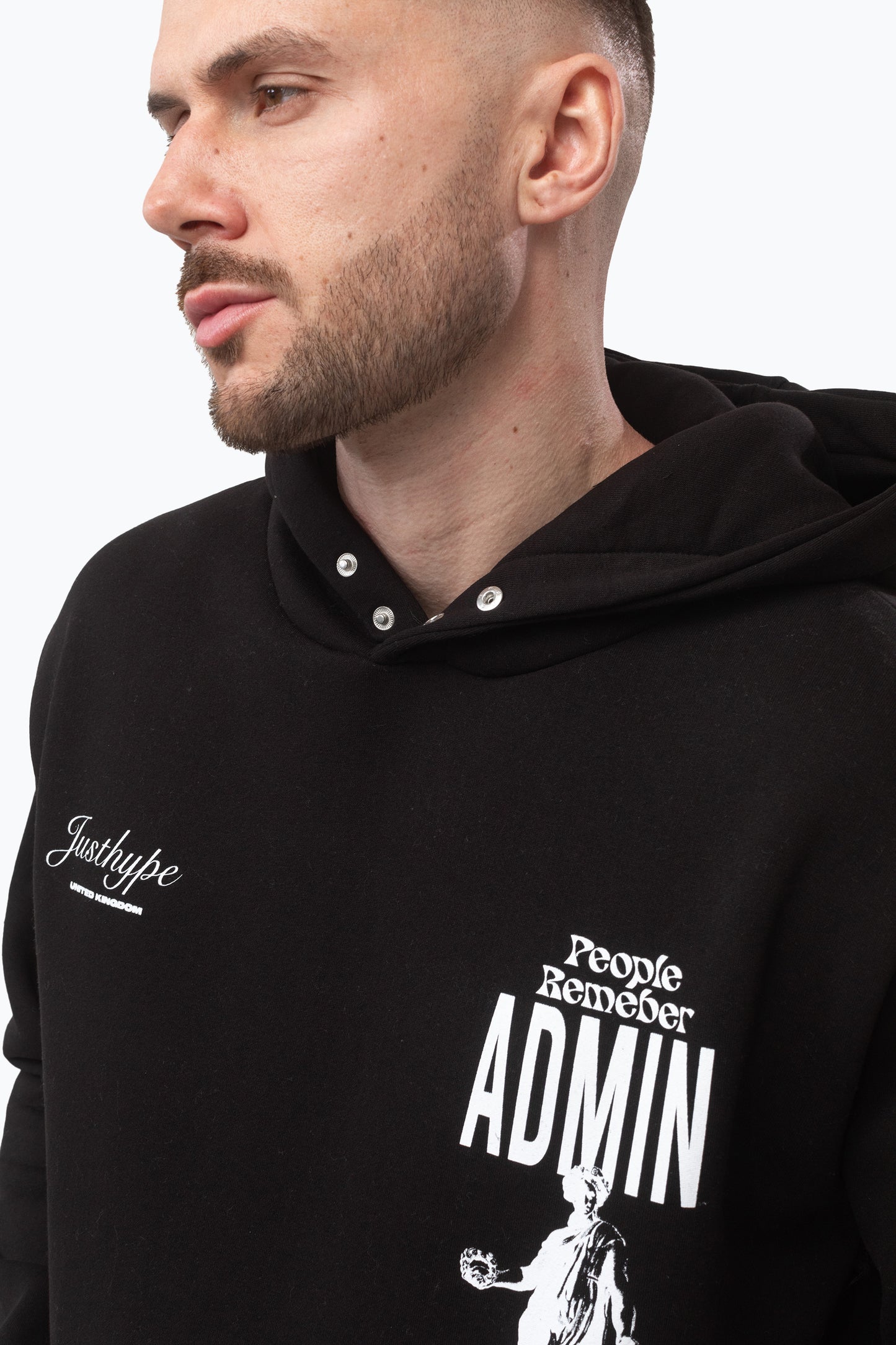 Justhype Mens Black Admin Hoodie