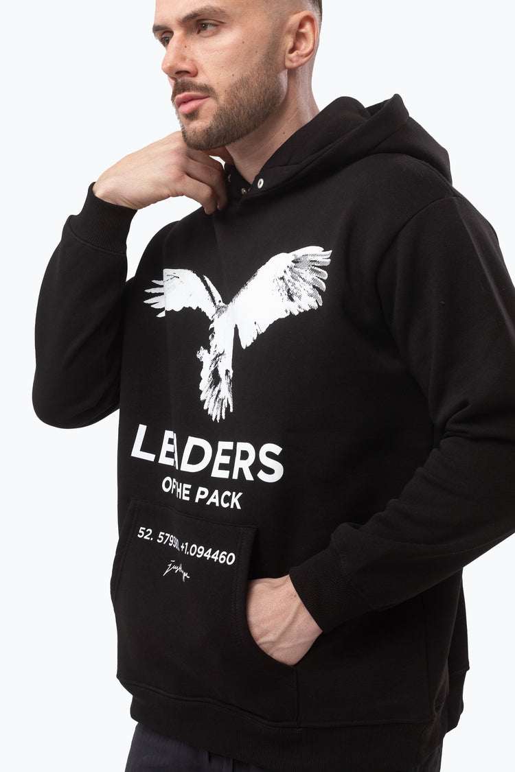 JUSTHYPE MENS BLACK LEADERS HOODIE