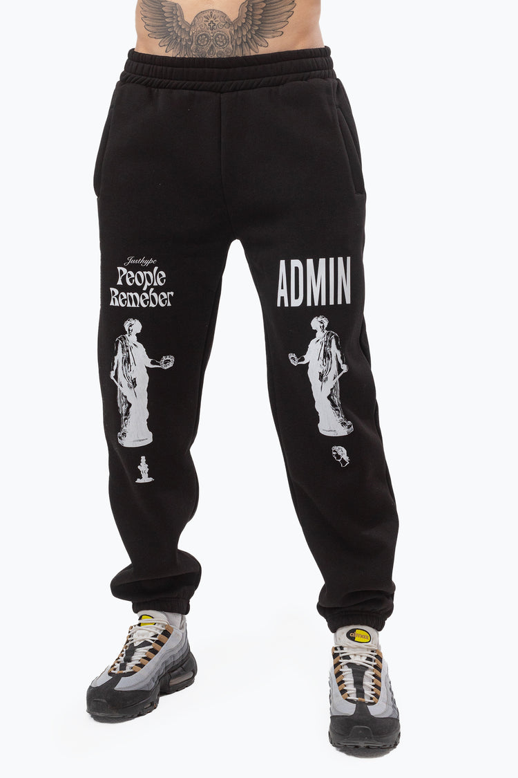 JUSTHYPE MENS BLACK ADMIN JOGGERS