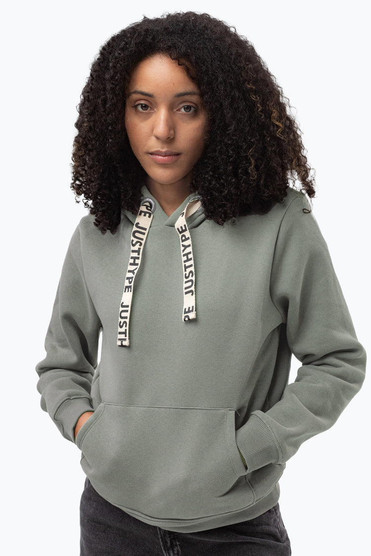 HYPE WOMENS GREEN DRAWSTRING HOODIE